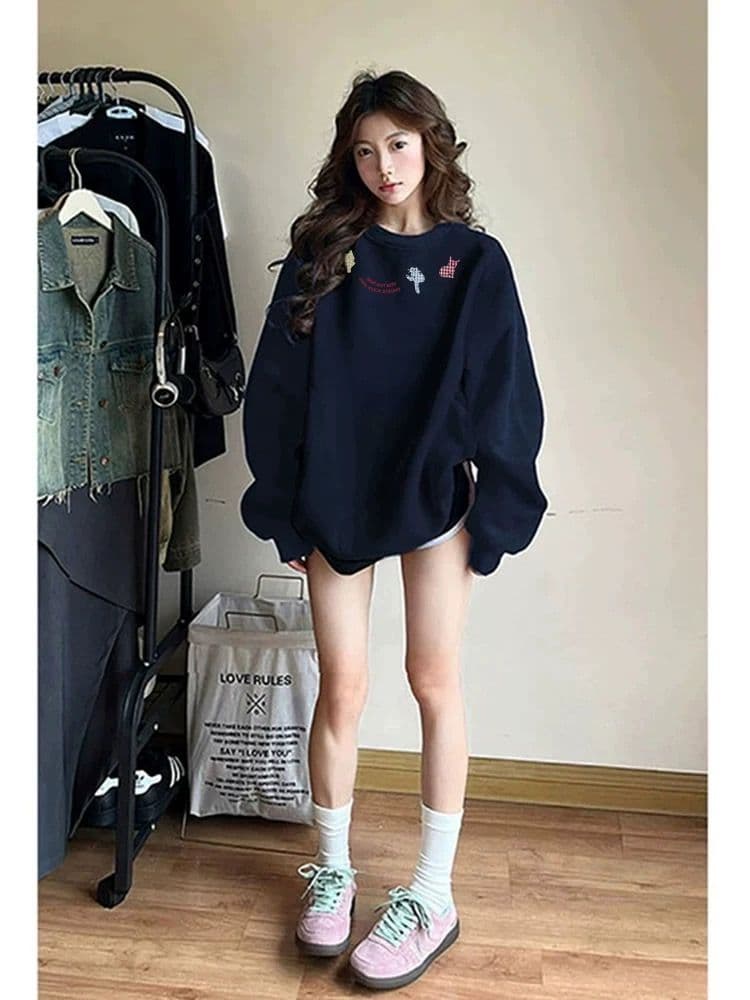2026 가을 모방 Mianhua 면 복합 얇은 스타일 310g 털이 있는 400g 라운드 넥 후드티 여성 가을 겨울 상세 이미지 7