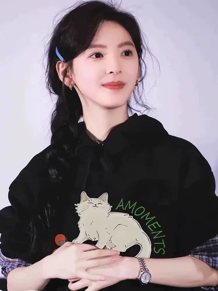 2026 모방 Mianhua 면 복합 얇은 스타일 310g 털이 있는 400g 후드 티 스웨터 여성 가을 겨울 이미지 2