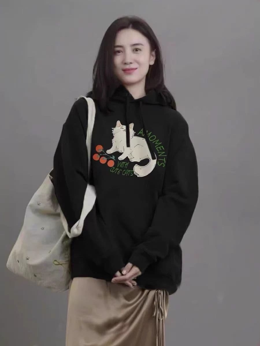 2026 모방 Mianhua 면 복합 얇은 스타일 310g 털이 있는 400g 후드 티 스웨터 여성 가을 겨울 상세 이미지 4