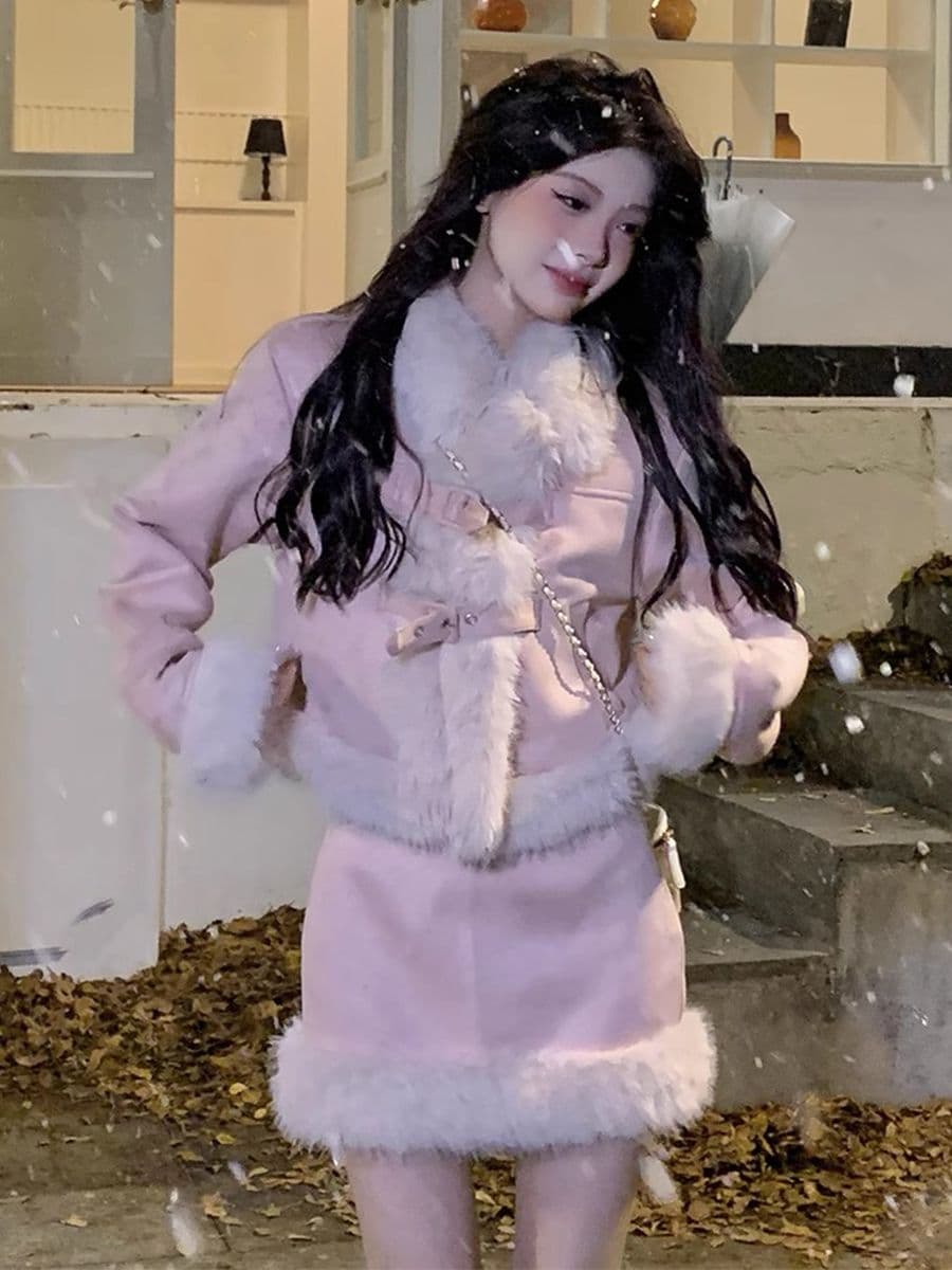 가을 겨울철 여성 의류 겨울 치마 드레스 투피스 세트 프랑스식 부유 한 가족 천 골드 한국 드라마 착용 가져 가라. 작은 샤넬 스타일 세트 드레스 이미지 4