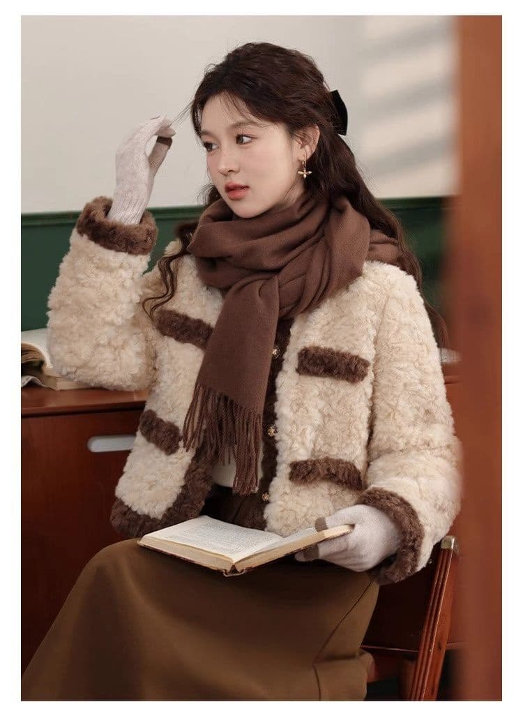 파리 자본 품격 작은 샤넬 스타일 보온 여성 코트 겨울 새로운 배색 패션 맨위 상세 이미지 8