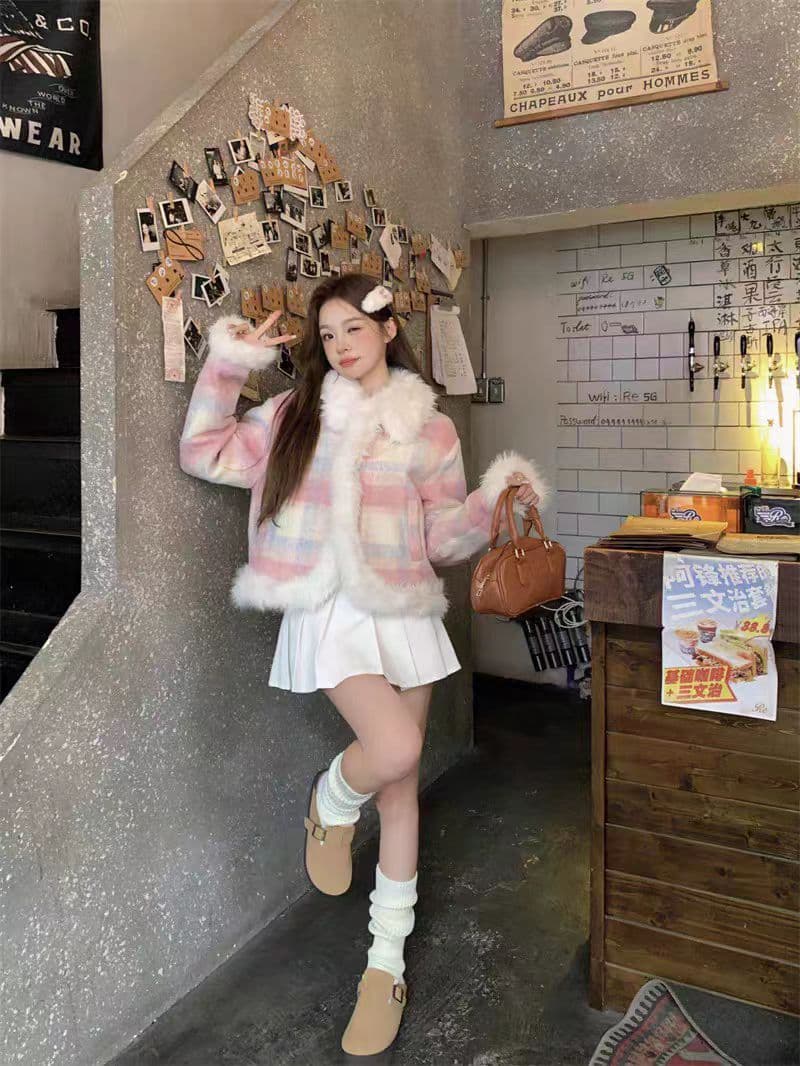 모직 작은 샤넬 스타일 여성 코트 가을 겨울철 새로운 작은 키 고급 센스 품격 털이 있는 두꺼움 면 의류 쇼트 스타일 면 옷 상세 이미지 7