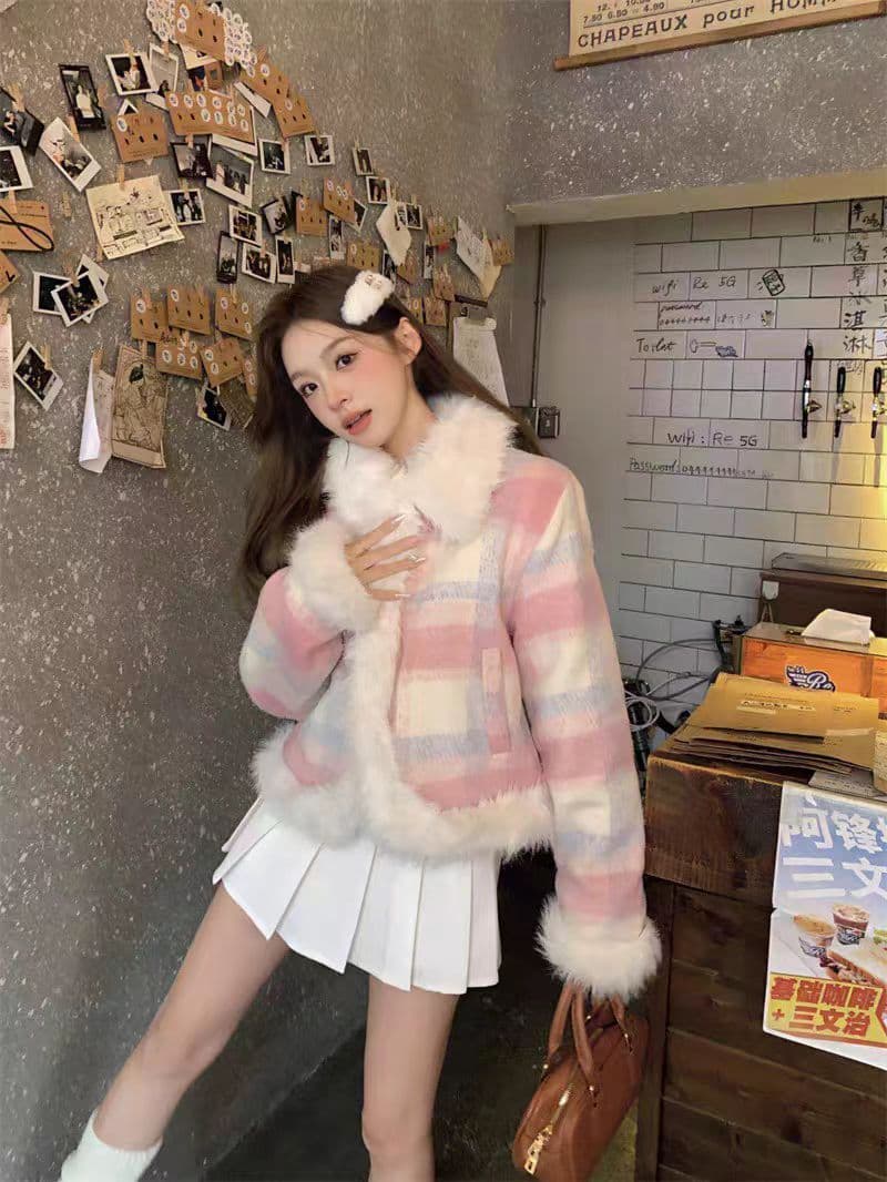 모직 작은 샤넬 스타일 여성 코트 가을 겨울철 새로운 작은 키 고급 센스 품격 털이 있는 두꺼움 면 의류 쇼트 스타일 면 옷 상세 이미지 10