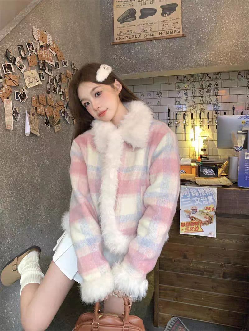모직 작은 샤넬 스타일 여성 코트 가을 겨울철 새로운 작은 키 고급 센스 품격 털이 있는 두꺼움 면 의류 쇼트 스타일 면 옷 상세 이미지 13