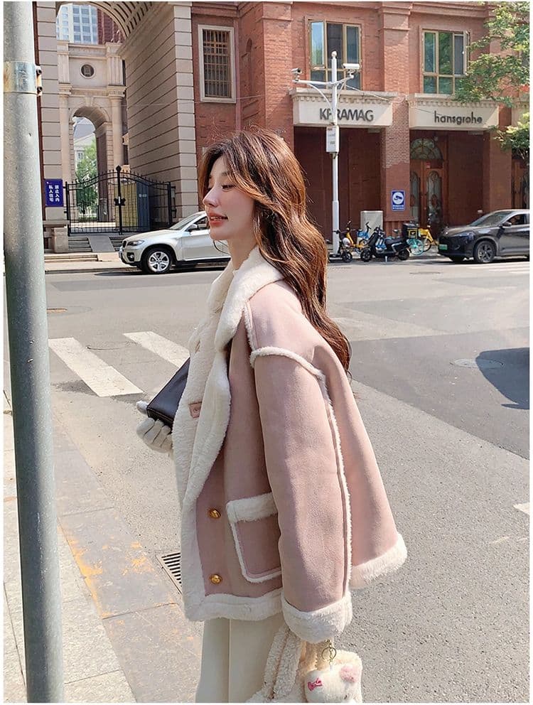 작은 샤넬 스타일 작은 대중 청춘 패션 플리스 재킷 여성 겨울 2026 새로운 작은 키 털이 있고 두꺼운 쇼트 스타일 면 옷 상세 이미지 19