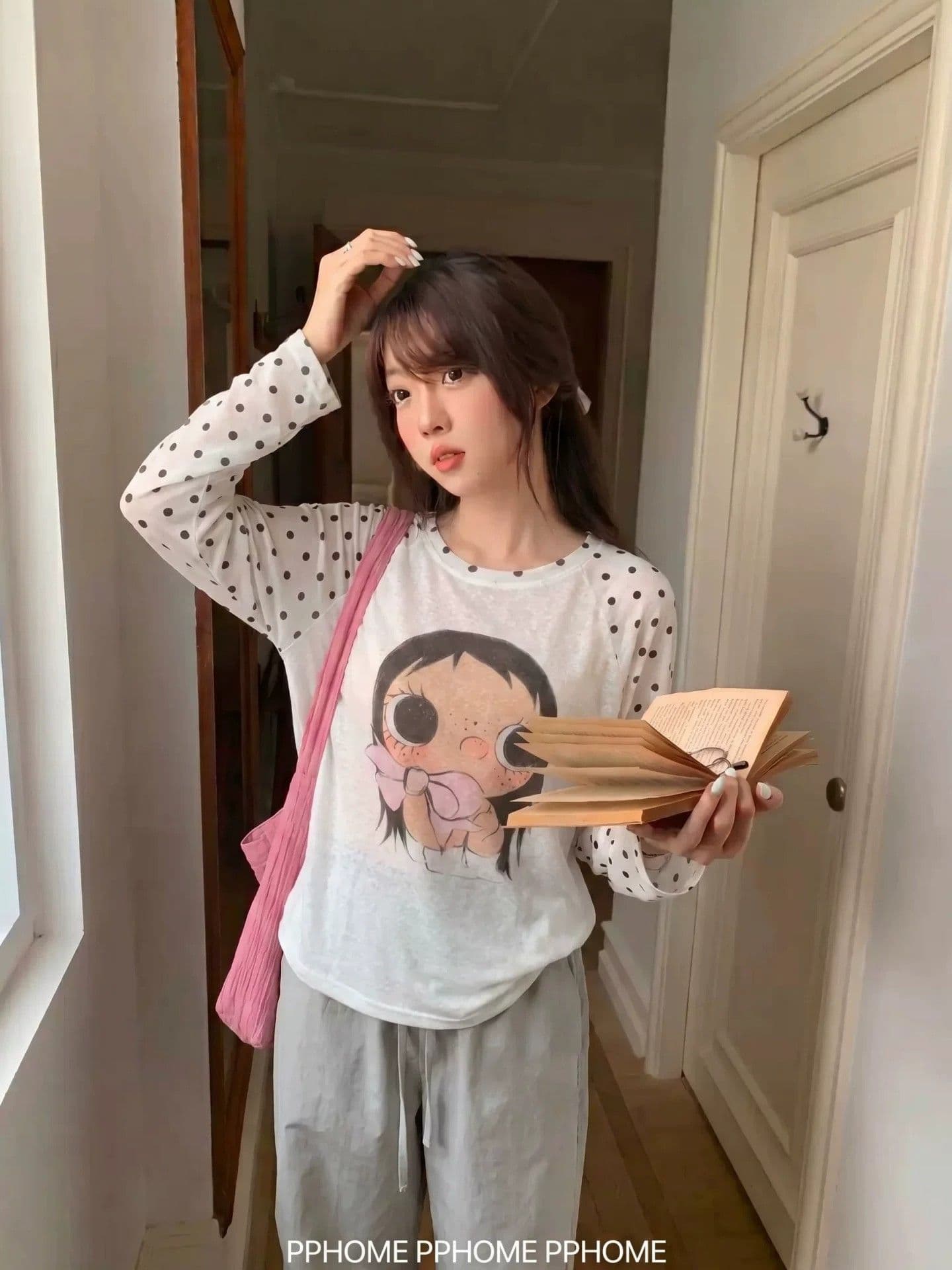 라이 경기 서울 눈꽃 면 140 크 망사 긴팔 티셔츠 재미있는 프린트 느긋한 루즈핏 자외선 차단 맨위 상세 이미지 3