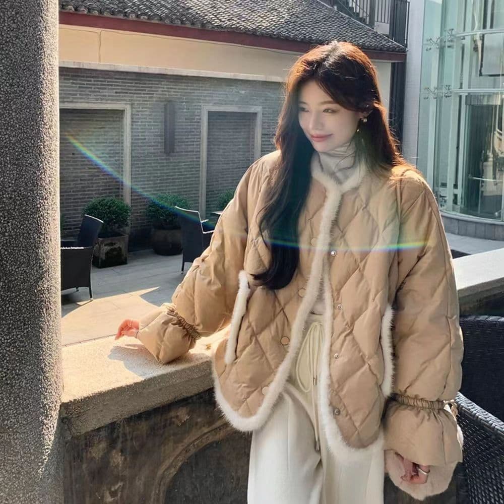 링 그리드 아래 면화 의류 여성 겨울 디자인 센스 작은 대중 얇고 가벼운 면 옷 새로운 폭발 고급 센스 짧은 외투 이미지 2