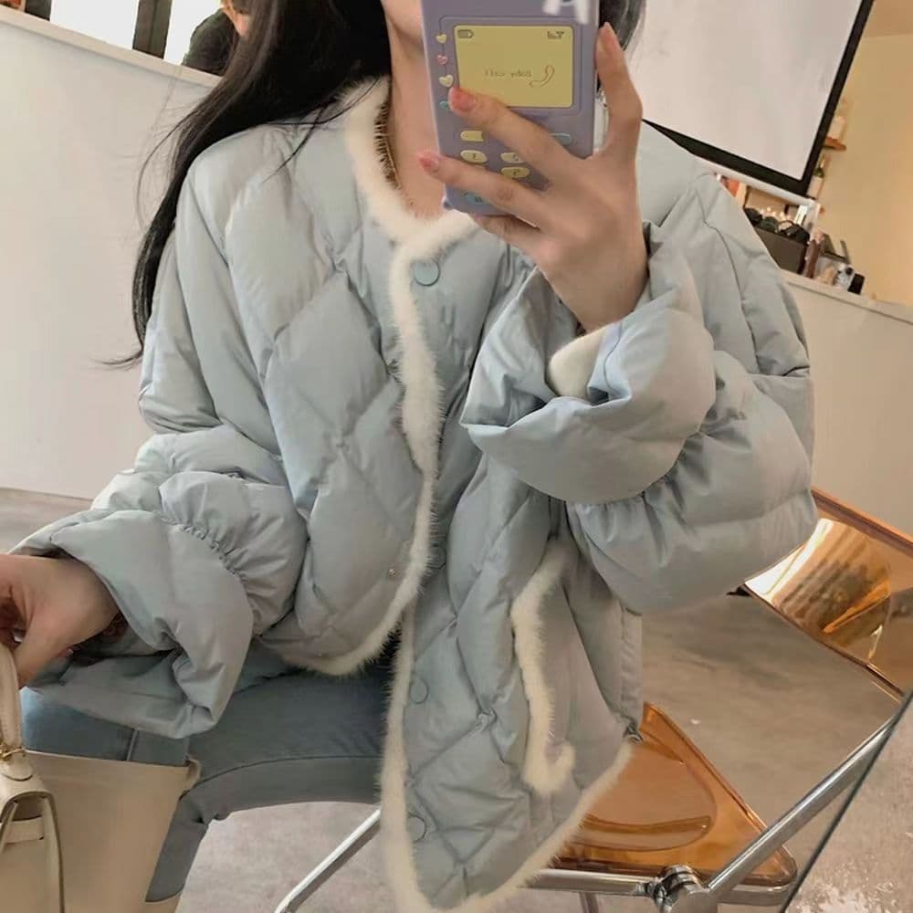 링 그리드 아래 면화 의류 여성 겨울 디자인 센스 작은 대중 얇고 가벼운 면 옷 새로운 폭발 고급 센스 짧은 외투 이미지 4