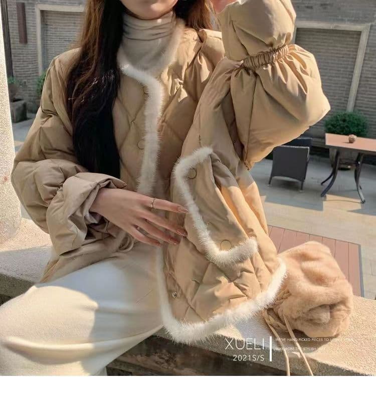 링 그리드 아래 면화 의류 여성 겨울 디자인 센스 작은 대중 얇고 가벼운 면 옷 새로운 폭발 고급 센스 짧은 외투 상세 이미지 3