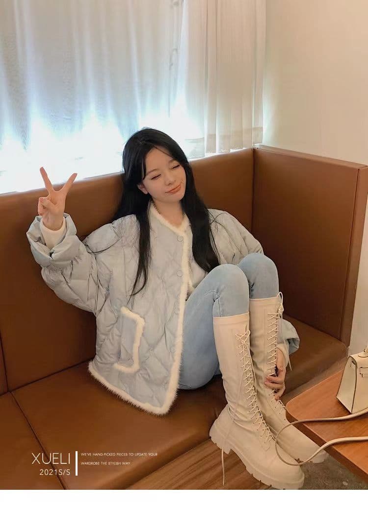 링 그리드 아래 면화 의류 여성 겨울 디자인 센스 작은 대중 얇고 가벼운 면 옷 새로운 폭발 고급 센스 짧은 외투 상세 이미지 8