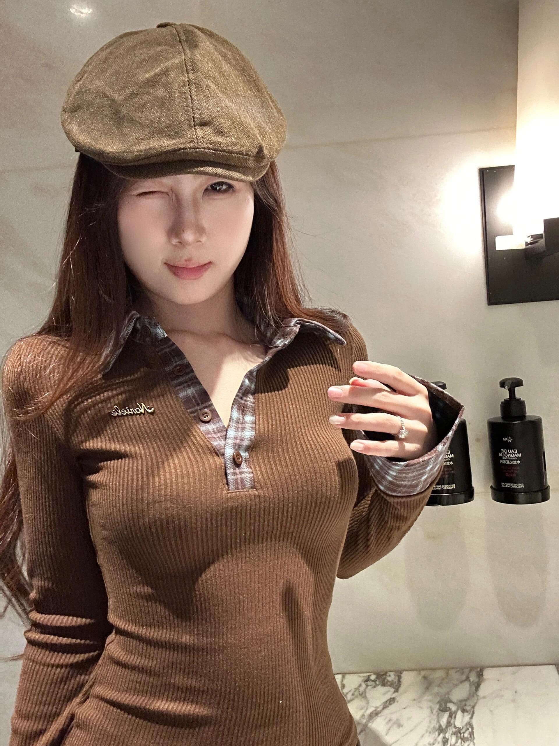 뮤 S 양모 원본 품질 POLO 칼라 긴팔 티셔츠 여성 가을 겨울 디자인 센스 페이크 레이어드 기본 셔츠 상세 이미지 2