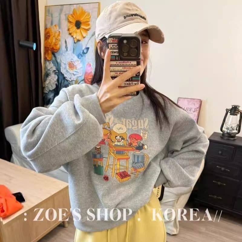 2026 후아 면 복합 얇은 스타일 310g 털이 있는 400g 라운드 넥 후드티 여성 가을 겨울 의류 이미지 5