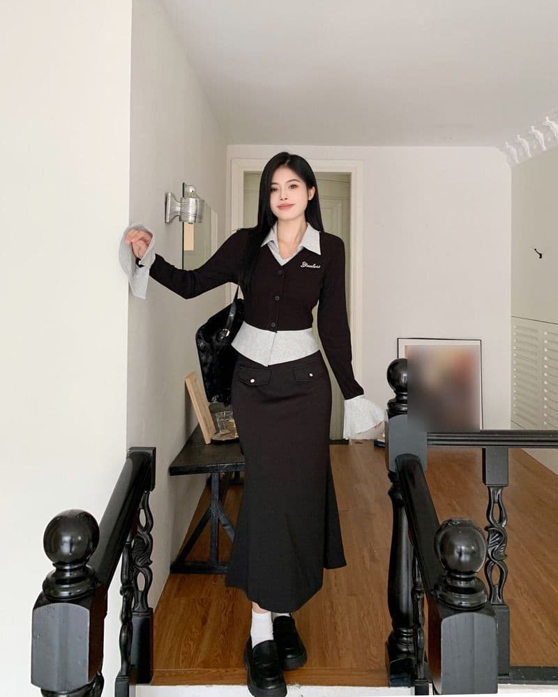 원본 것 모달 사람들 면 260 그램 핫걸 배색 페이크 레이어드 맨위 여성 가을 슬림해 보이는 상세 이미지 10