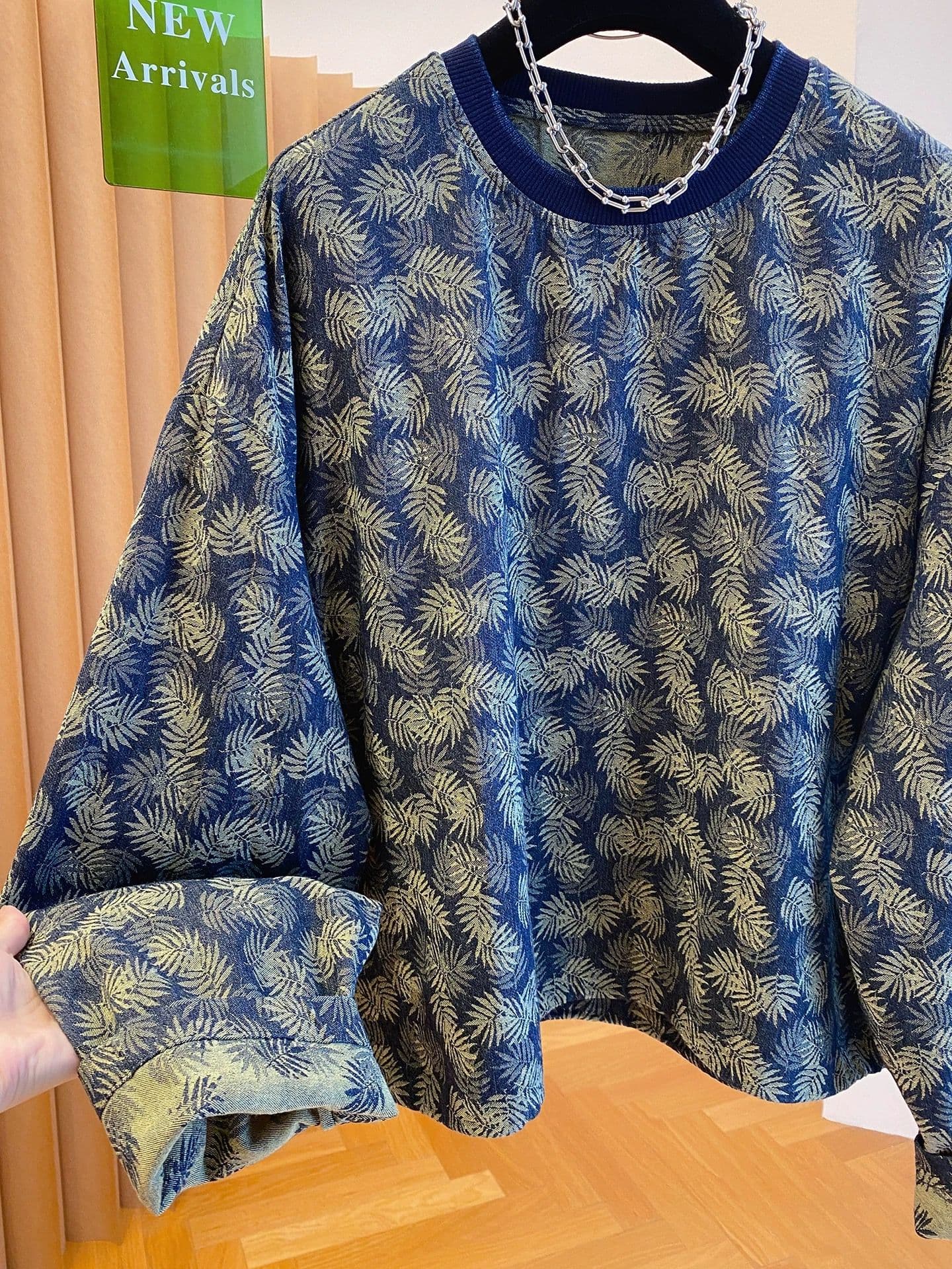원본 원단 특별 빅 사이즈 300 근 고급 센스 레트로 꽃무늬 후드티 여성 가을 의상 루즈핏 맨위 이미지 3