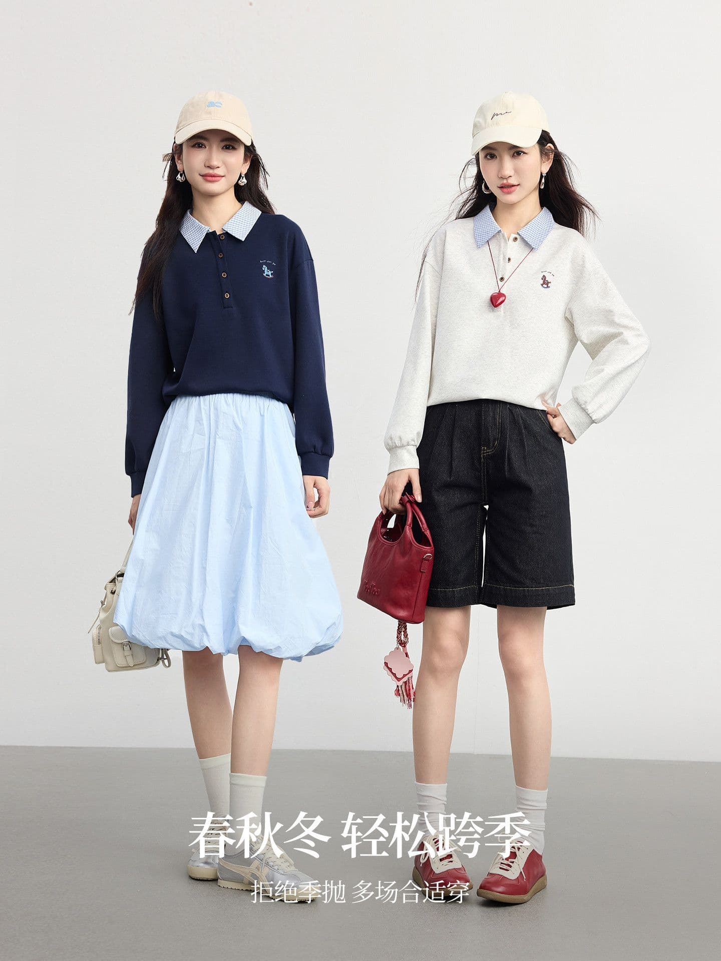 경관 그림 특별 가격 빅 사이즈 여성 의류 200 kg 얇은 스타일 후드티 여성 의류 봄 가을 새로운 자수 POLO 칼라 새로운 맨위 이미지 5