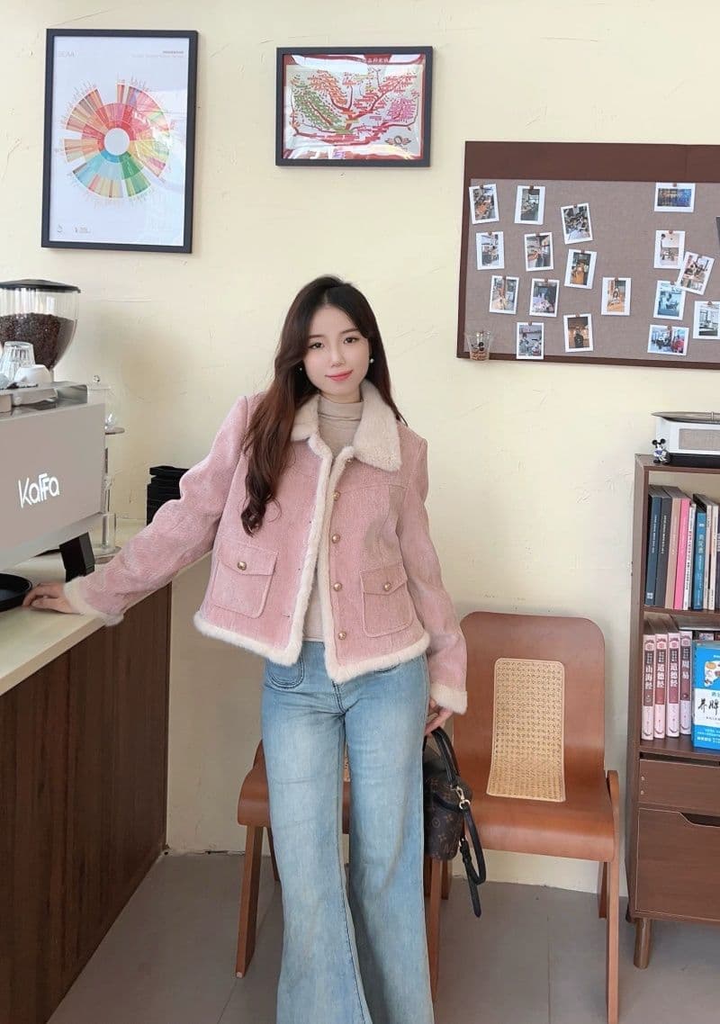 두꺼운 플리스 작은 폴로 칼라 재킷 패션 절묘한 작은 샤넬 스타일 쇼트 스타일 맨위 새로운 품격 고급 센스 가을 겨울철 상세 이미지 9