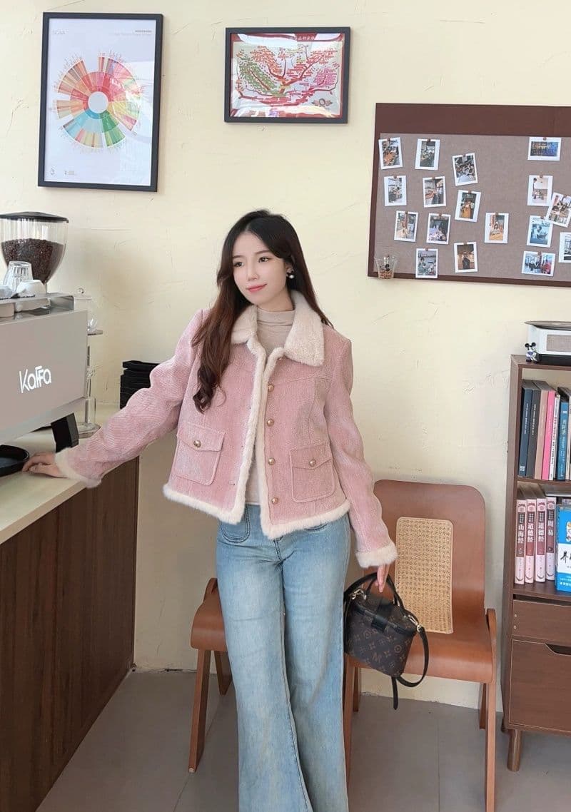 두꺼운 플리스 작은 폴로 칼라 재킷 패션 절묘한 작은 샤넬 스타일 쇼트 스타일 맨위 새로운 품격 고급 센스 가을 겨울철 상세 이미지 10