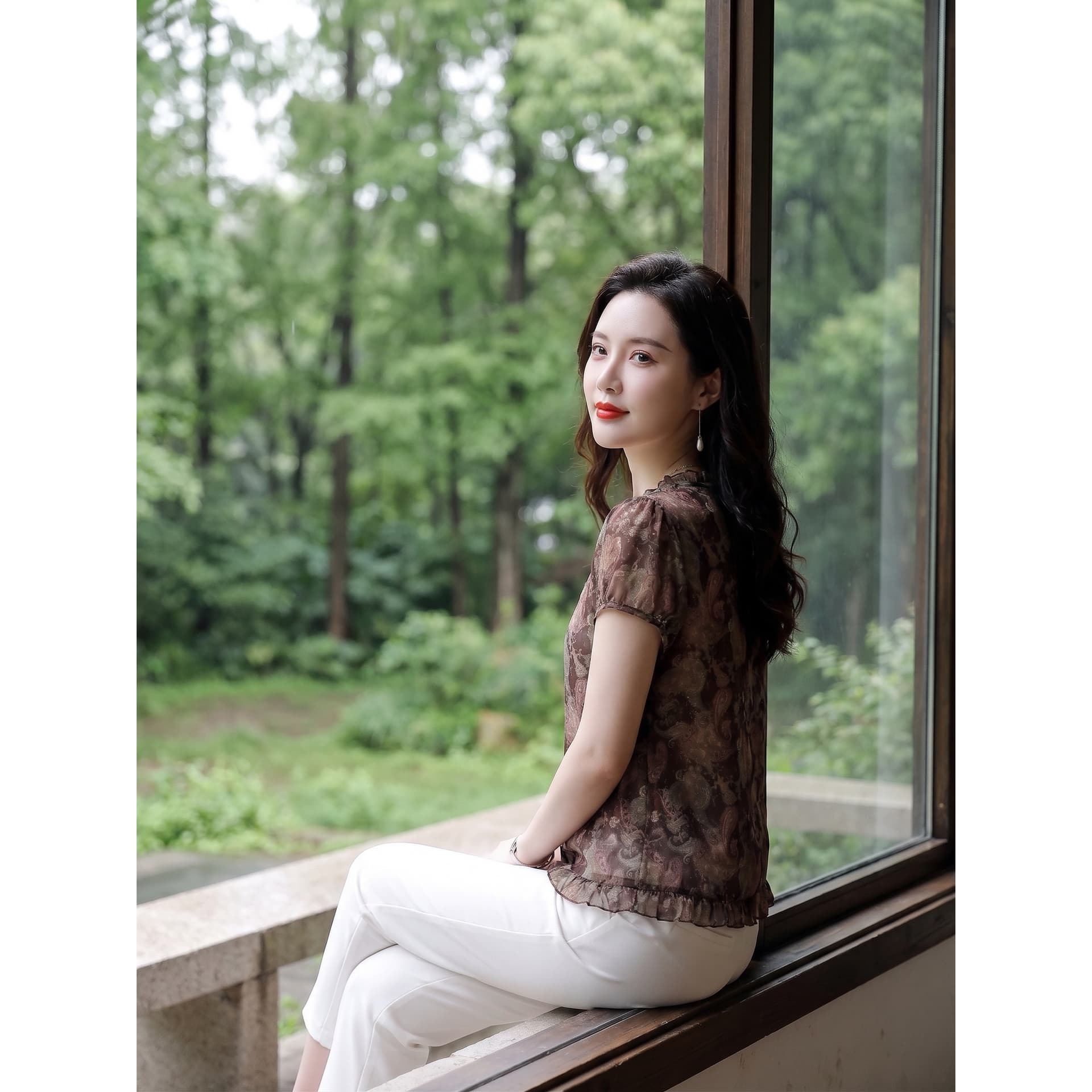 2026 중년 엄마 여름 드레스 레트로 캐슈 꽃 쉬폰 반팔 여성 셔츠 새로운 루즈핏 표지 배 외국 가스 맨위 이미지 6