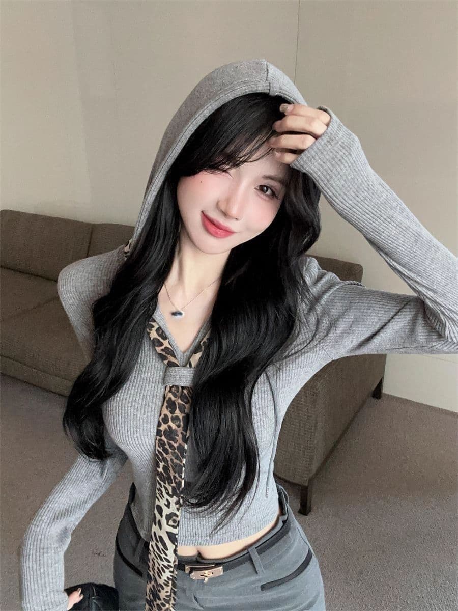 3x1 양모 De 플러시 품격 고급 센스 레오파드 무늬 레이스업 인사이드 가져 가라. 여성 가을 겨울 슬림해 보이는 만나는 다용도 맨위 상세 이미지 4