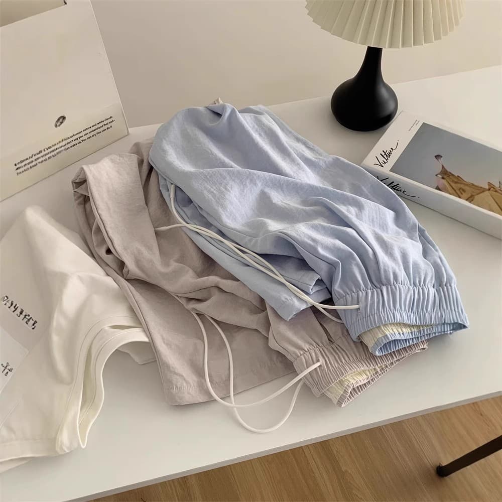 원본 3 차원 패키지 허리 캐주얼 구름 바지 여성 루즈핏 캐주얼 봄 여름 섹션 하이웨이스트 와이드 레그 팬츠 스트레이트 팬츠