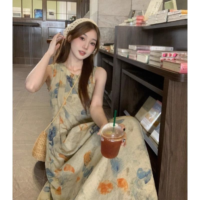 잉크 페인팅 조끼 원피스 작은 대중 디자인 센스 2026 봄 여름 새로운 레트로 문예 품격 새로운 국풍 롱 스커트 이미지 3