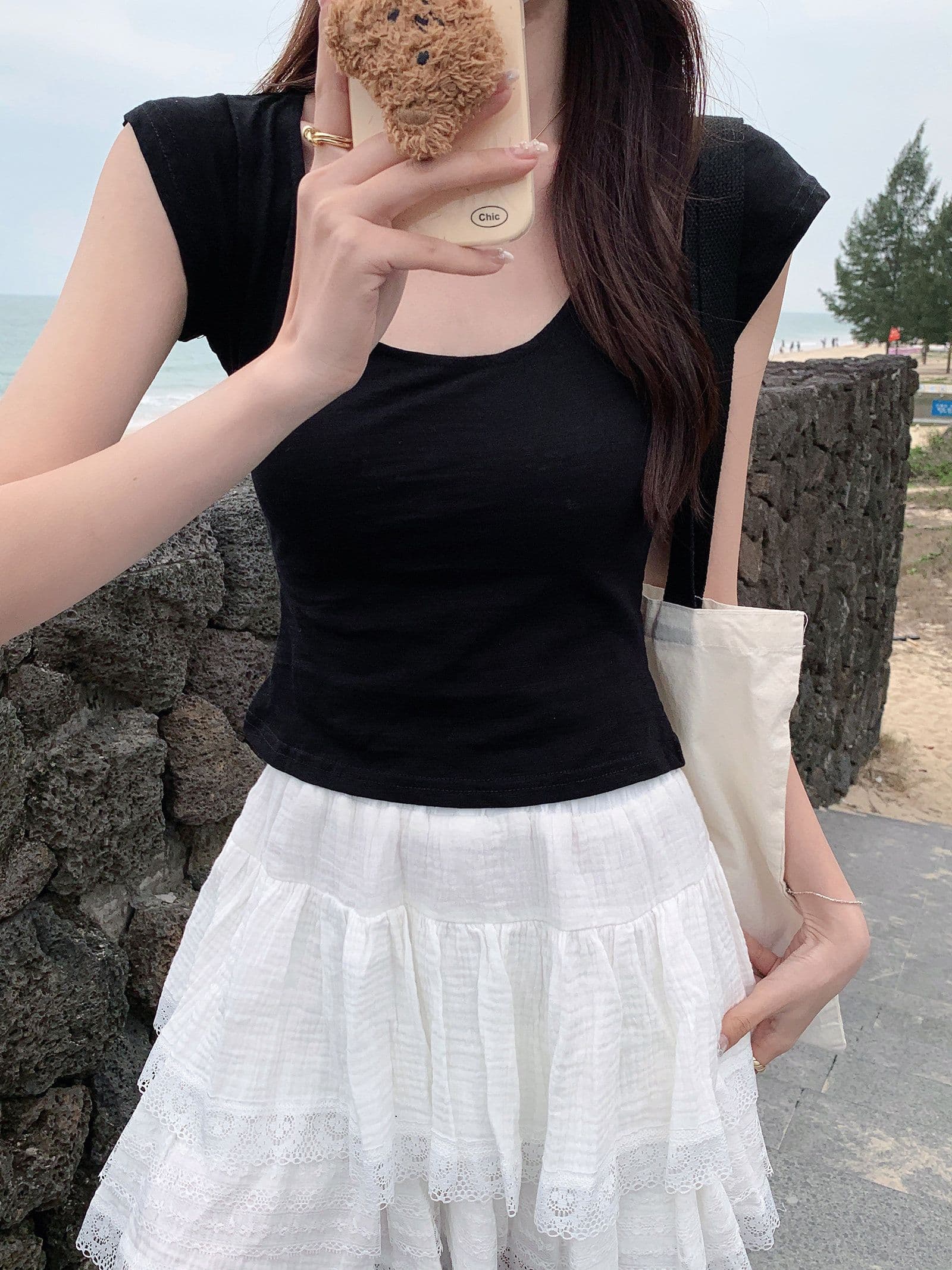 낮음 u 칼라 긍정적 인 어깨 핑크색 반팔 티셔츠 여성 여름 달콤한 매운맛 순수한 욕망 바람 외국 가스 몸매 가꾸기 슬림해 보이는 만나는 작은 셔츠 맨위