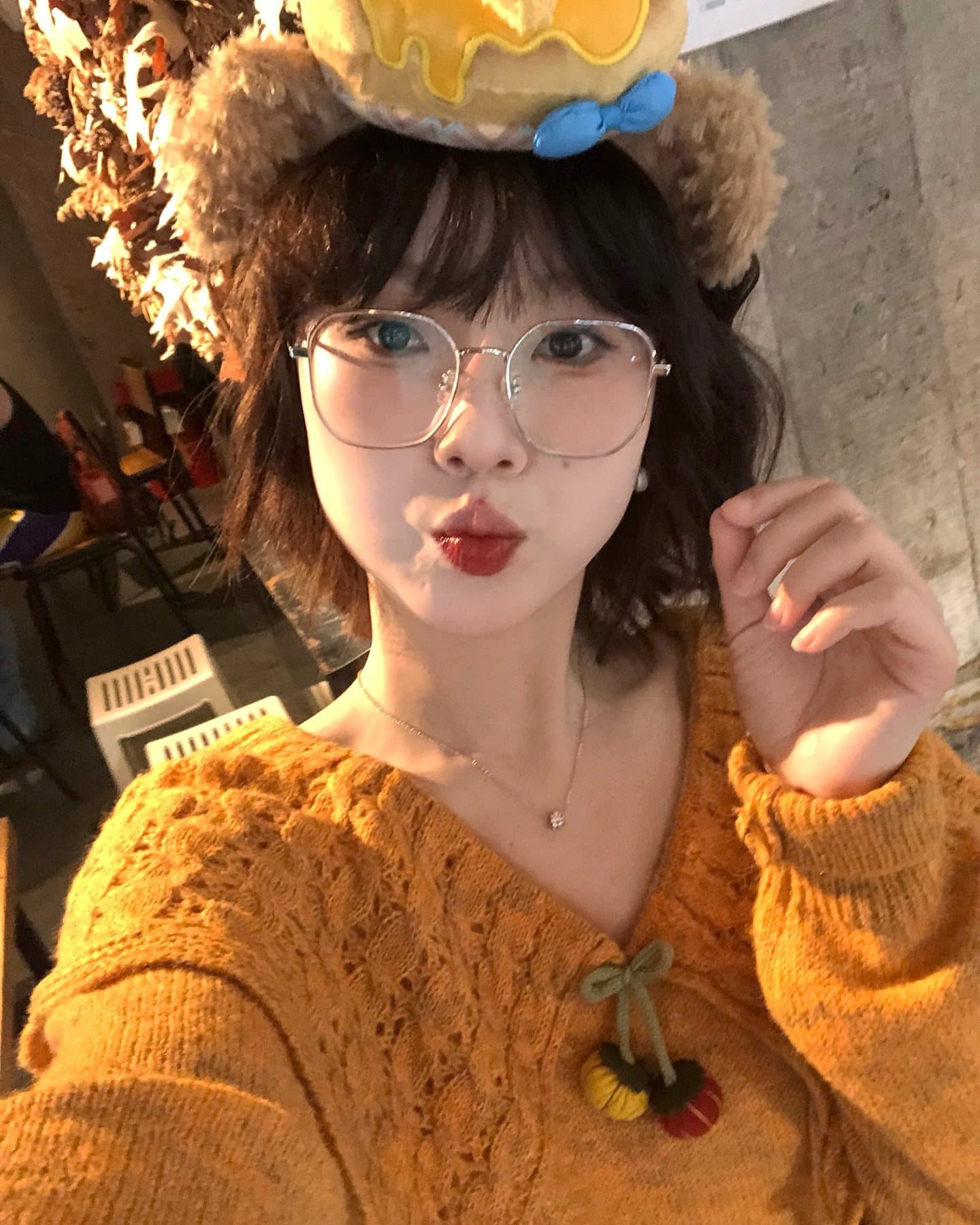 한 부서 주황색 빅 칼라 부드러운 찹쌀 풀오버 스웨터 여자 가을 겨울 외출용 두꺼운 우유 fufu 루즈핏 니트 스웨터 맨위 상세 이미지 20
