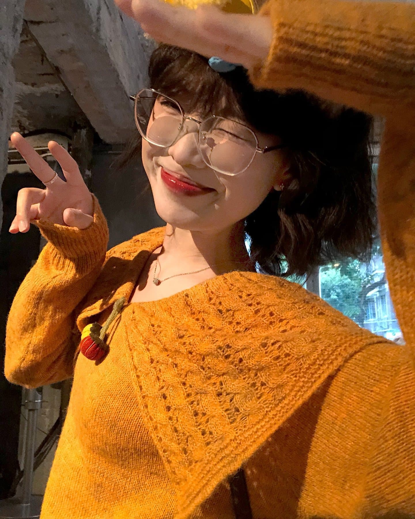 한 부서 주황색 빅 칼라 부드러운 찹쌀 풀오버 스웨터 여자 가을 겨울 외출용 두꺼운 우유 fufu 루즈핏 니트 스웨터 맨위 상세 이미지 40