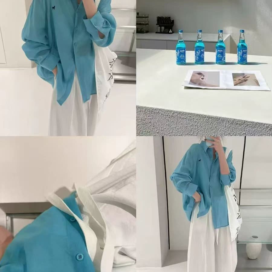 한 부서 폭발 화재 작은 말 표준 자수 긴팔 여성 셔츠 2026 봄 여름 새로운 슈퍼 잘 생긴 루즈핏 맨위 이미지 5