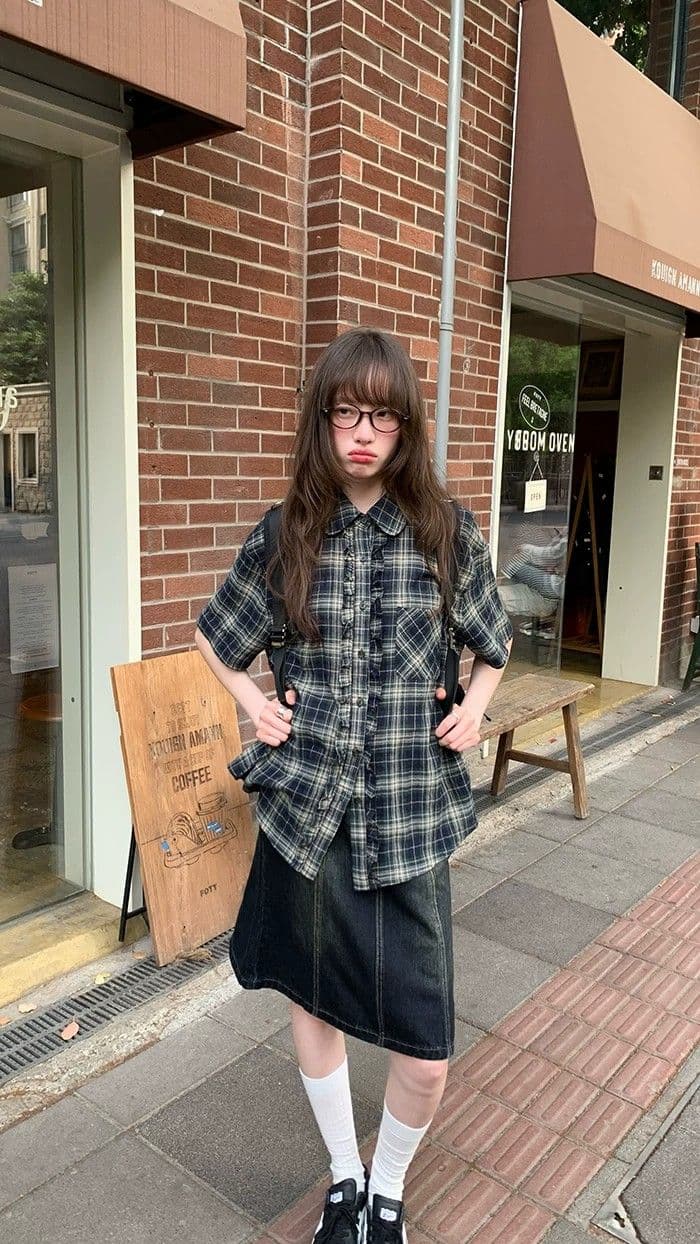 아메리칸 레트로 워싱 한 마디 반신 데님 중간 스커트 여성 여름 디자인 센스 하이웨이스트 루즈핏 슬림해 보이는 다용도 미니 스커트 상세 이미지 16