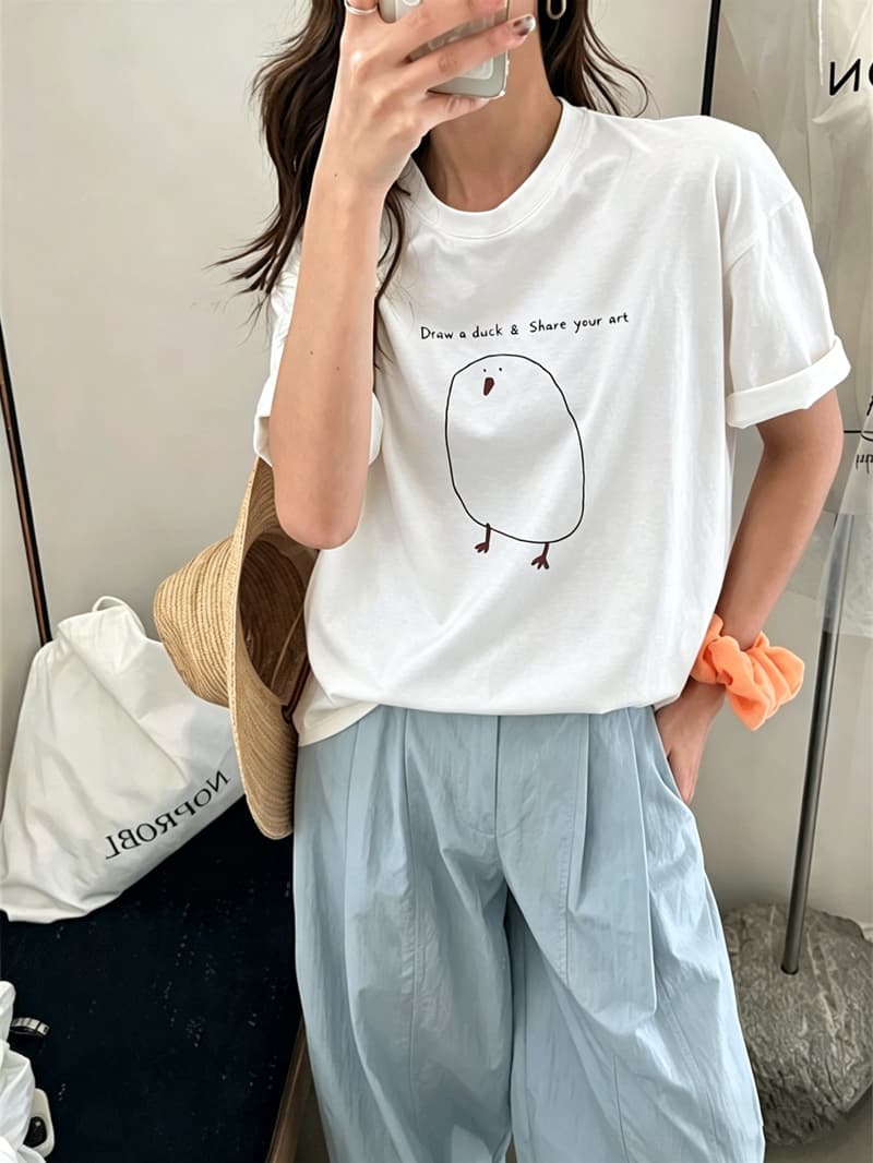 21 순면 210 그램 이후 패키지 칼라 여름 드레스 한 부서 반팔 티셔츠 여성 한국 스타일 루즈핏 빅 사이즈 프린트 이미지 4