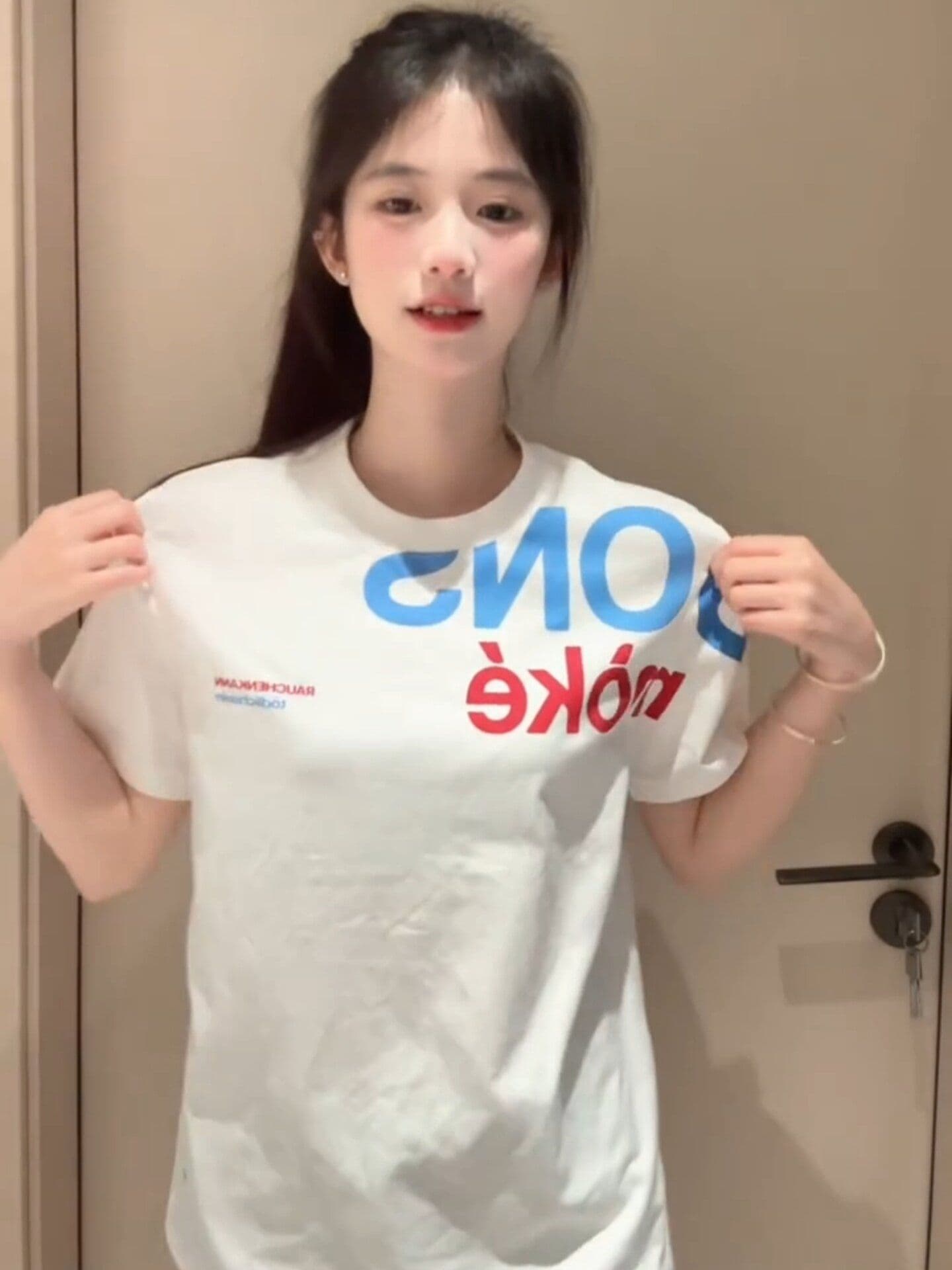 긍정적 인 어깨 섹션 반팔 티셔츠 여성 여름 2026 새로운 순면 맨위 상세 이미지 3