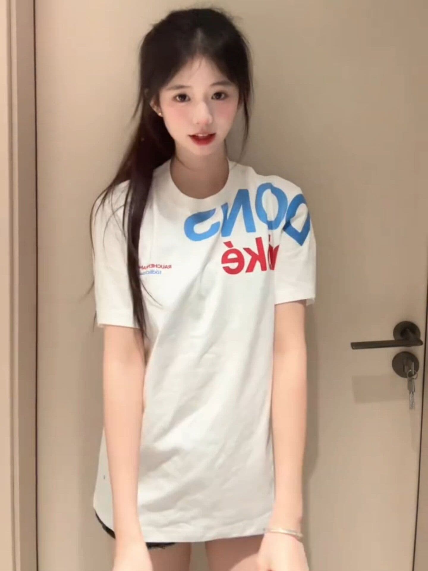 긍정적 인 어깨 섹션 반팔 티셔츠 여성 여름 2026 새로운 순면 맨위 상세 이미지 7