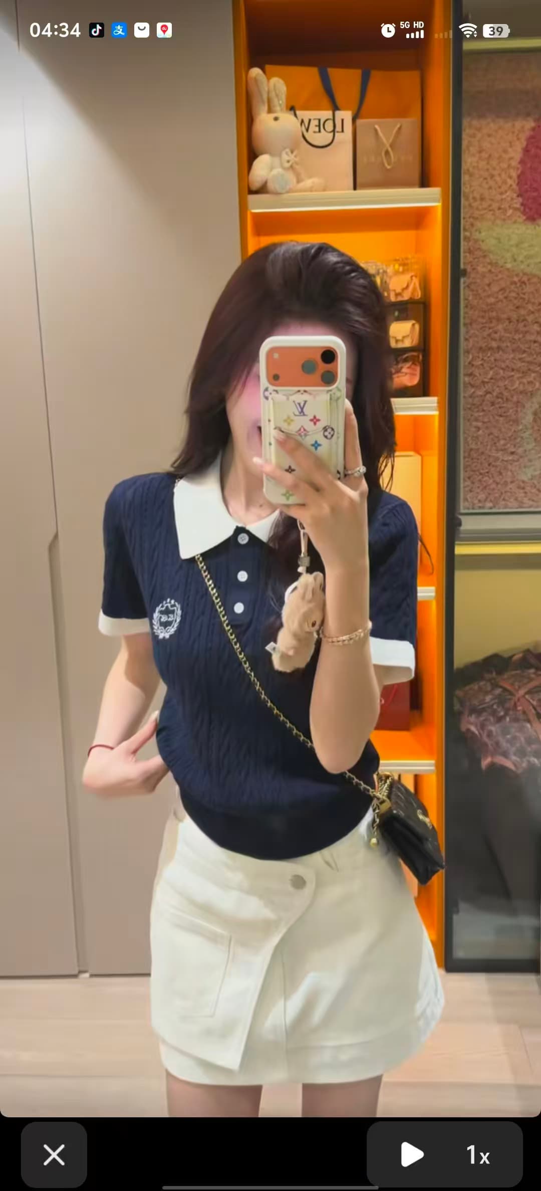 한 부서 학원 스타일 POLO 칼라 자수 얼음 실크 니트 반팔 티셔츠 여성 여름 배색 외국 가스 연령 감소 슬림해 보이는 맨위 상세 이미지 9