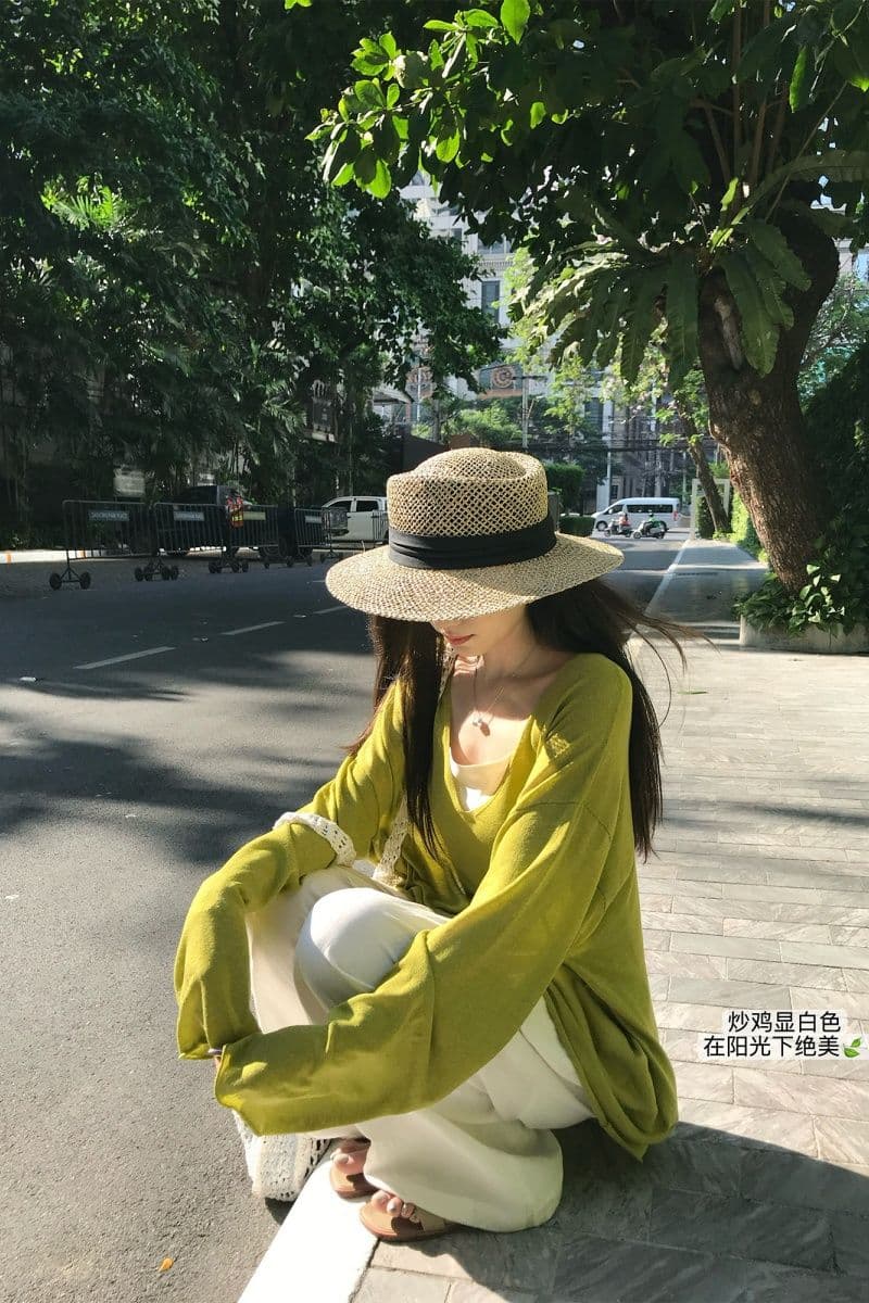 얼음 차가운 종이 사람들 2026 년 여름 새로운 빅 브이 넥 슬림해 보이는 느슨함 자외선 차단 블라우스 맨위 이미지 4