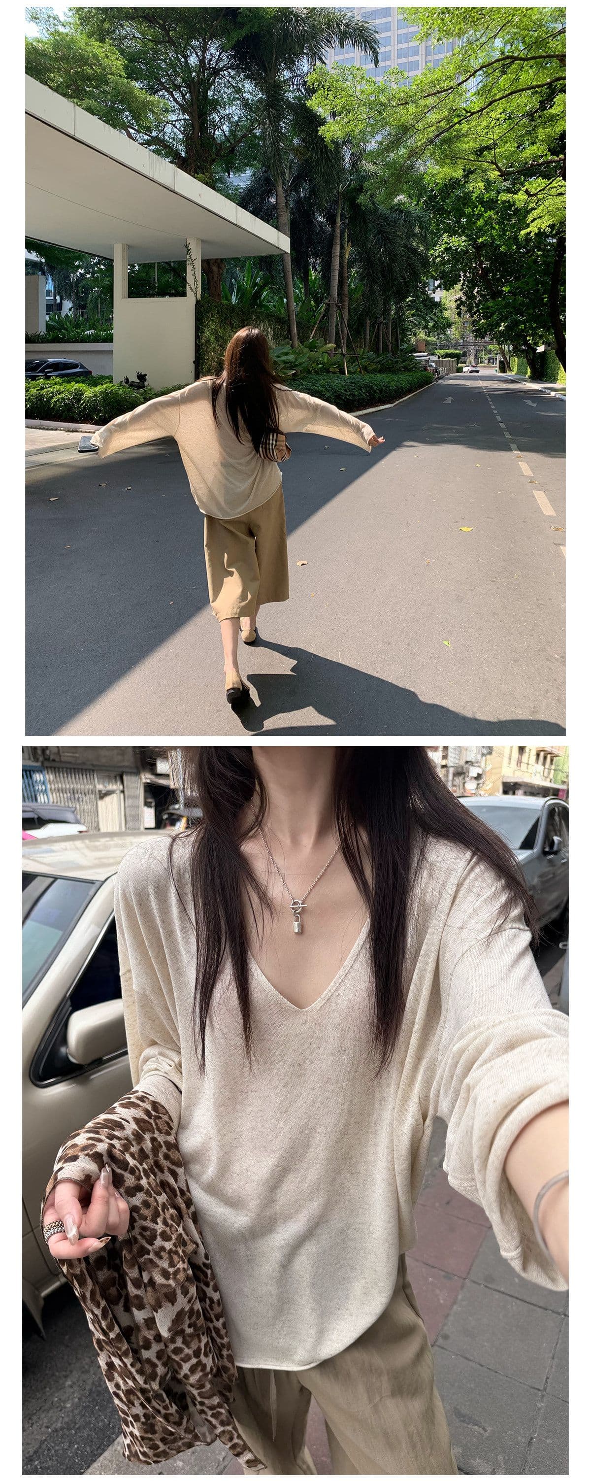 얼음 차가운 종이 사람들 2026 년 여름 새로운 빅 브이 넥 슬림해 보이는 느슨함 자외선 차단 블라우스 맨위 상세 이미지 24