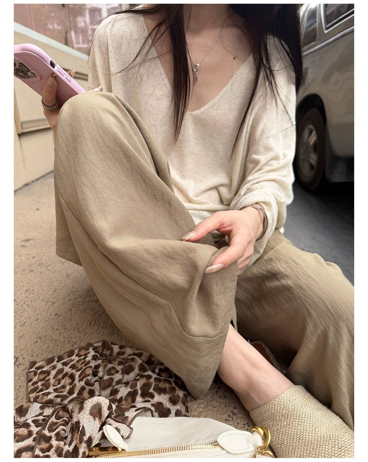 얼음 차가운 종이 사람들 2026 년 여름 새로운 빅 브이 넥 슬림해 보이는 느슨함 자외선 차단 블라우스 맨위 상세 이미지 27
