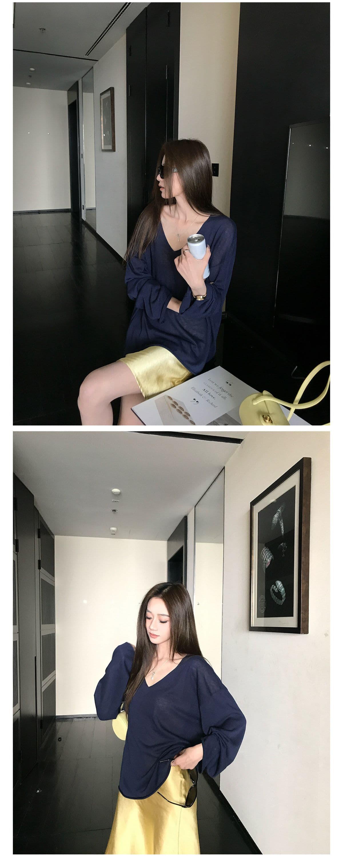 얼음 차가운 종이 사람들 2026 년 여름 새로운 빅 브이 넥 슬림해 보이는 느슨함 자외선 차단 블라우스 맨위 상세 이미지 30