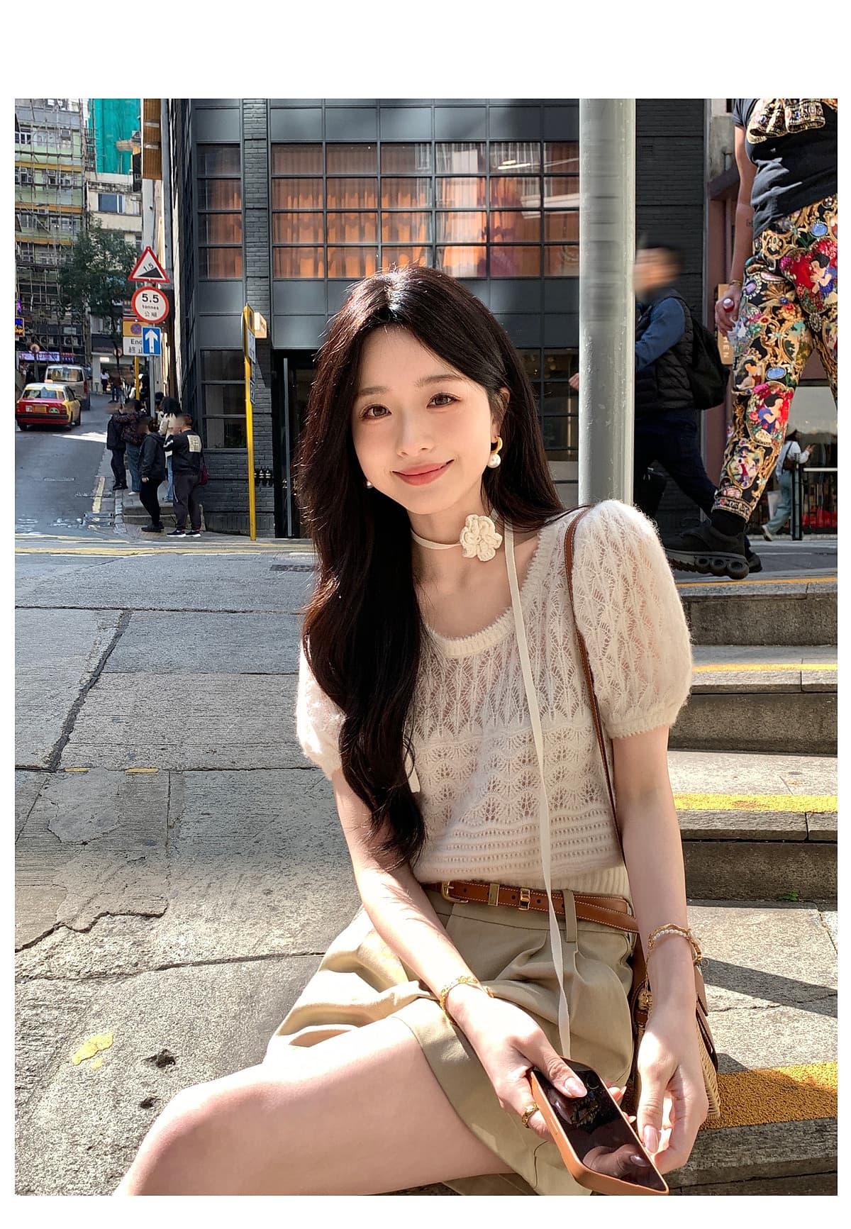 여름 시 영 아기 낙타 구름 홀로우 아웃 자카드 반팔 니트 스웨터 여성 봄 여름 양 낙타 털 화이트 쇼트 스타일 맨위 상세 이미지 11
