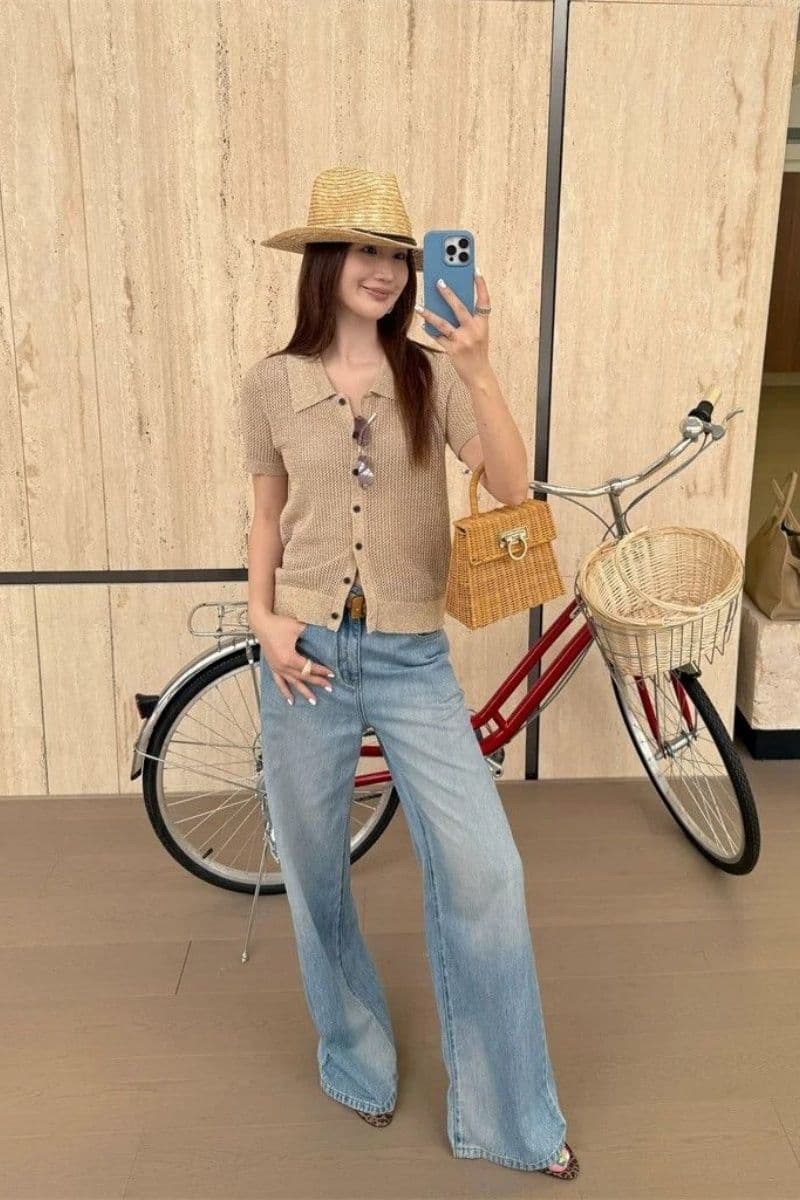 POLO 칼라 홀로우 아웃 반팔 여성 여름 느긋한 착용 가져 가라. 몸매 가꾸기 슬림해 보이는 니트 스웨터 긍정적 인 어깨 오픈 가디건 맨위 상세 이미지 2