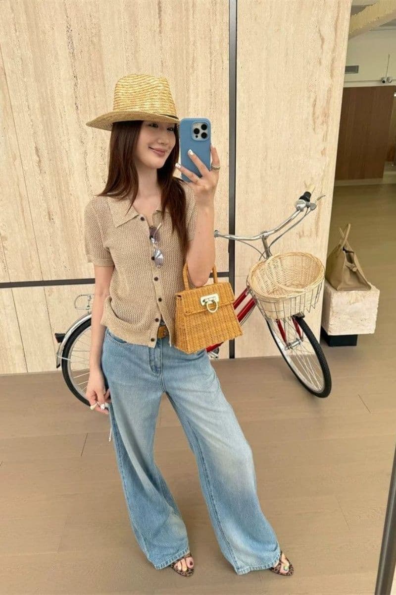 POLO 칼라 홀로우 아웃 반팔 여성 여름 느긋한 착용 가져 가라. 몸매 가꾸기 슬림해 보이는 니트 스웨터 긍정적 인 어깨 오픈 가디건 맨위 상세 이미지 5