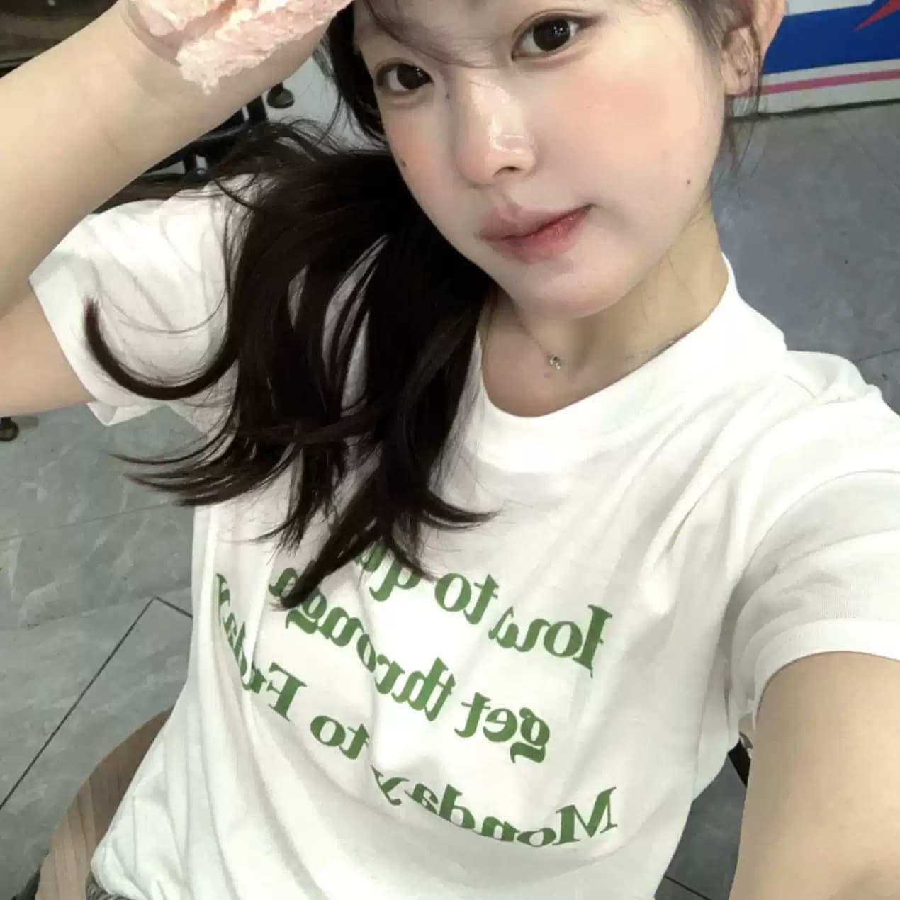 40 순면 220 그램 92 면 8 암모니아 Lun 긍정적 인 어깨 반팔 티셔츠 여성 프린트