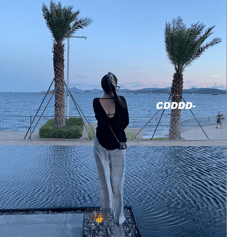 여름 루즈핏 얇은 스타일 미니멀리즘 작은 꽃무늬 바닥 청소 스트레이트 긴 바지 하이웨이스트 슬림해 보이는 도루 센스 플리츠 와이드 레그 팬츠 아이들 상세 이미지 10