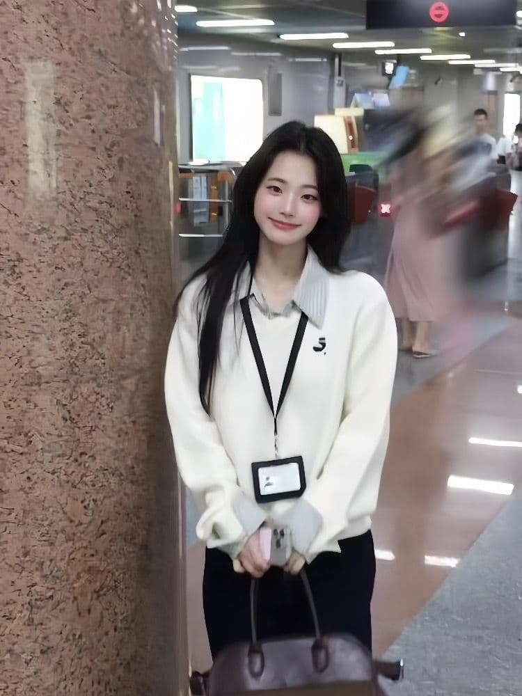 페이크 레이어드 체크무늬 패치워크 풀오버 긴팔 스웨터 여자 2025 봄 새로운 루즈핏 패션 보온 니트 스웨터 트렌디 상세 이미지 4