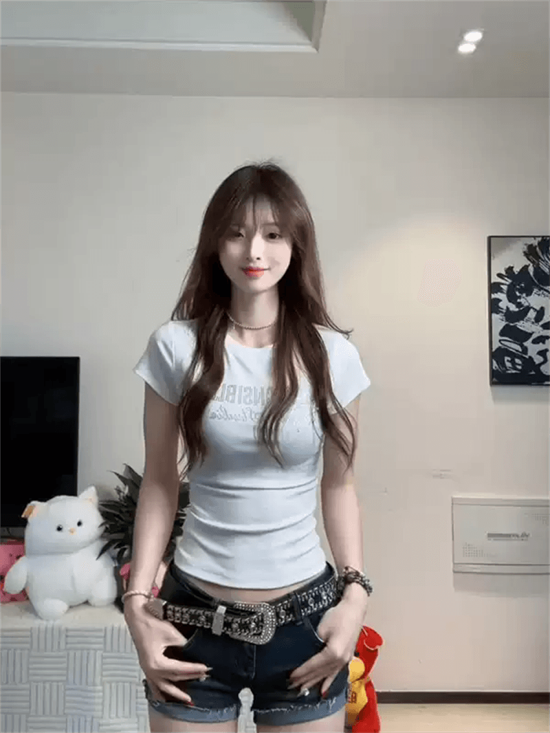 40 순면 220 그램 92 면 8 암모니아 Lun 긍정적 인 어깨 반팔 티셔츠 여성 프린트 이미지 3