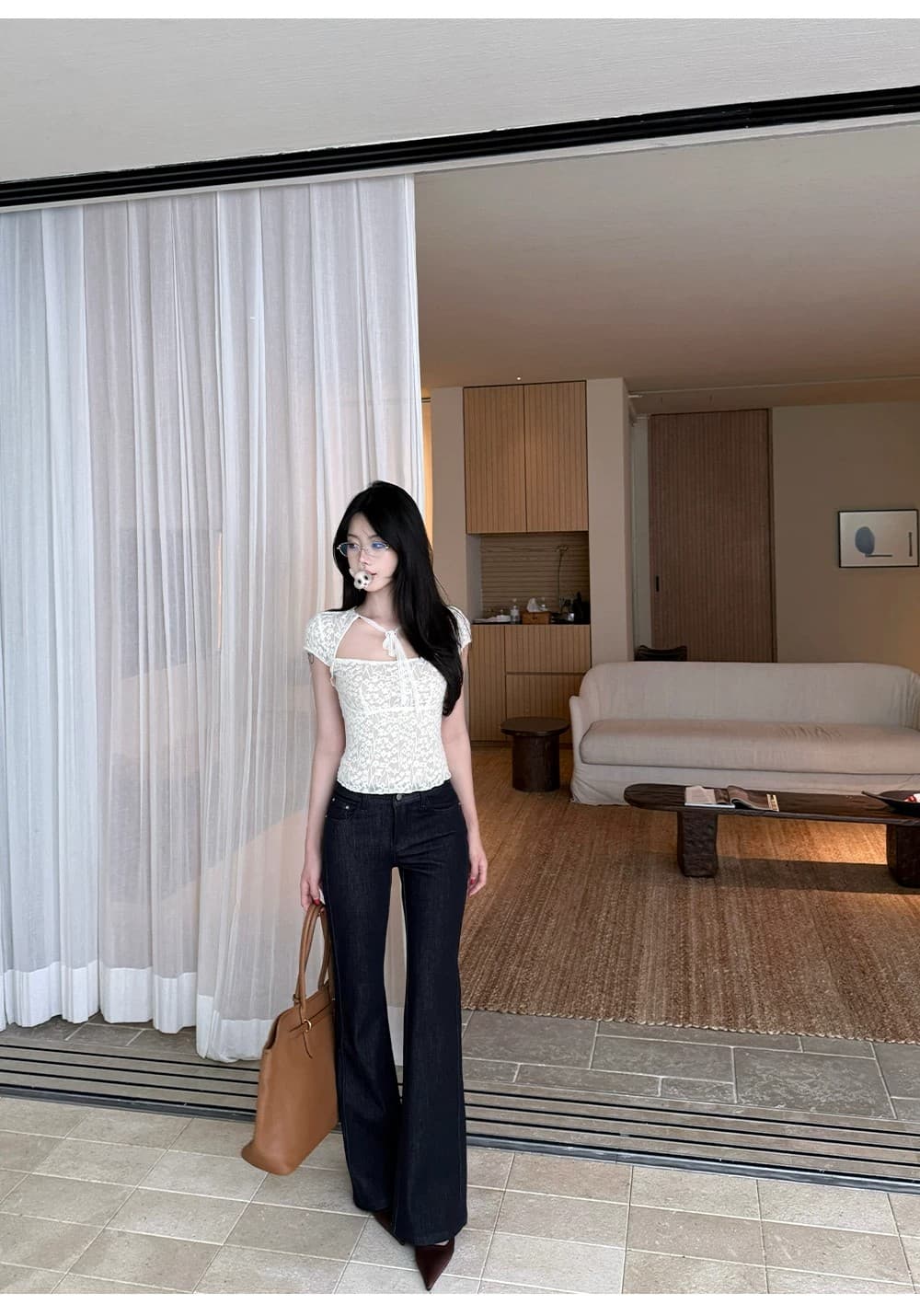 디자인 센스 무거운 작업 레이스 작은 셔츠 여성 여름 품격 슬림해 보이는 반팔 맨위 상세 이미지 17