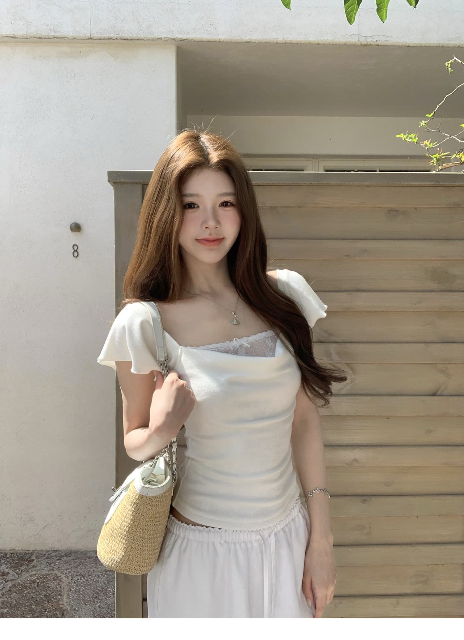 설탕 큐브 레이스 흔들다 칼라 반팔 티셔츠 2026 프랑스식 아름다운 디자인 센스 작은 맨위 상세 이미지 7