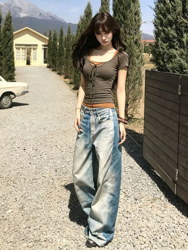 260 그램 사람들 면 모달 페이크 레이어드 긍정적 인 어깨 반팔 티셔츠 여성 몸매 가꾸기 스트랩 맨위 이미지 3
