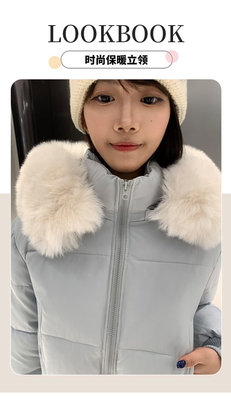 실사 아메리칸 핫걸 모피 칼라 후드 면 의류 여성 코트 겨울 2026 새로운 두꺼운 쇼트 스타일 빵 외투 상세 이미지 6