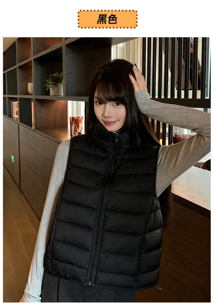 실사 2026 스탠드 칼라 쇼트 스타일 아래 면화 의류 베스트 디자인 센스 루즈핏 슬림해 보이는 작은 키 민소매 재킷 상세 이미지 41